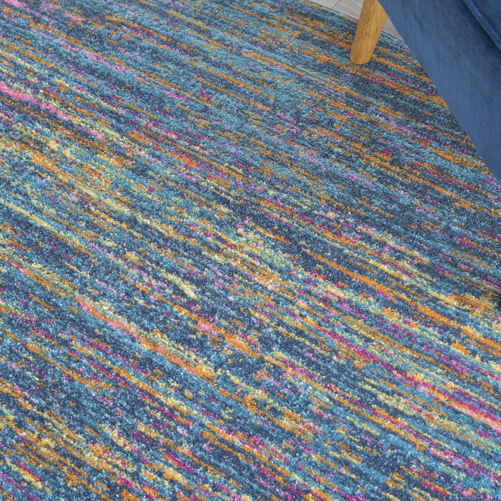 5’ Round Blue Distressed Striations Area Rug Blue/Multicolor. Picture 5