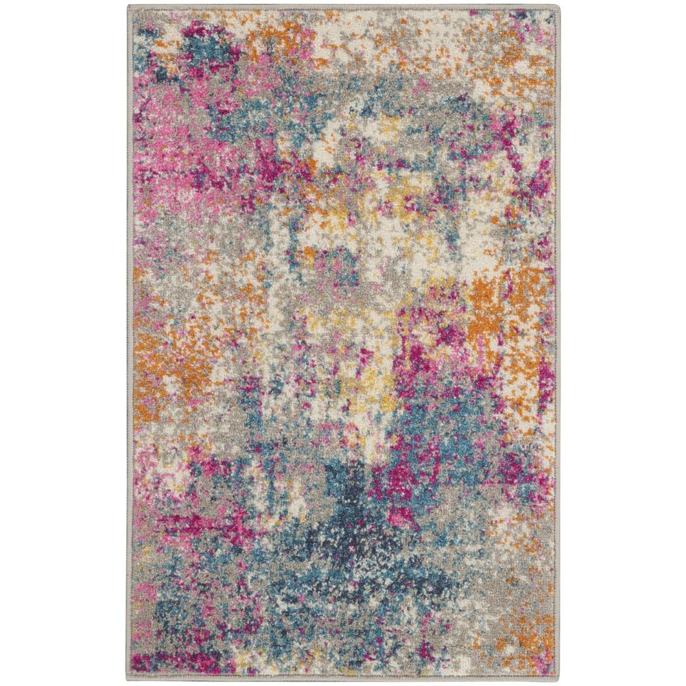 2’ x 3’ Ivory and Multi Abstract Scatter Rug - 385708. Picture 1