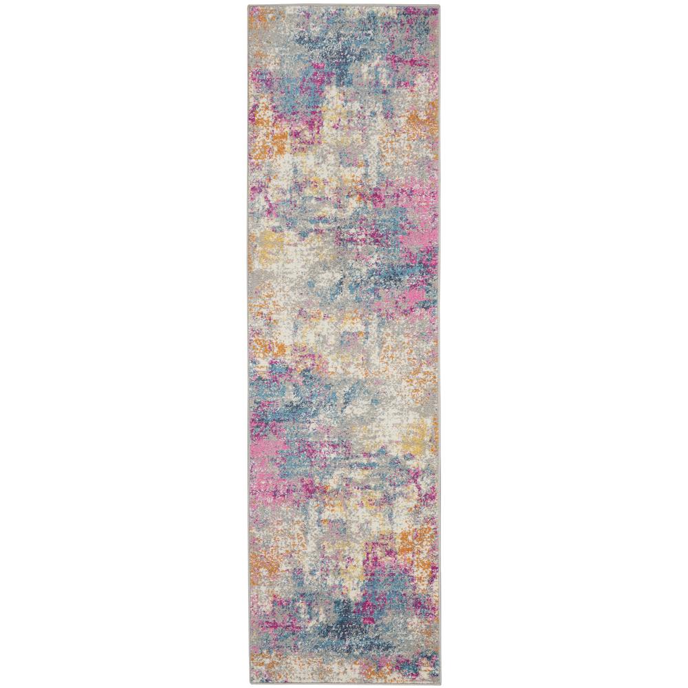 2’ x 6’ Ivory and Multi Abstract Runner Rug - 385709. Picture 1