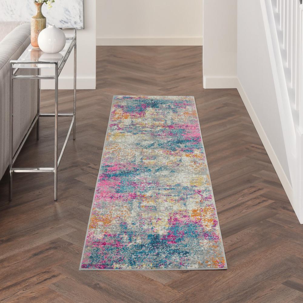 2’ x 6’ Ivory and Multi Abstract Runner Rug - 385709. Picture 4