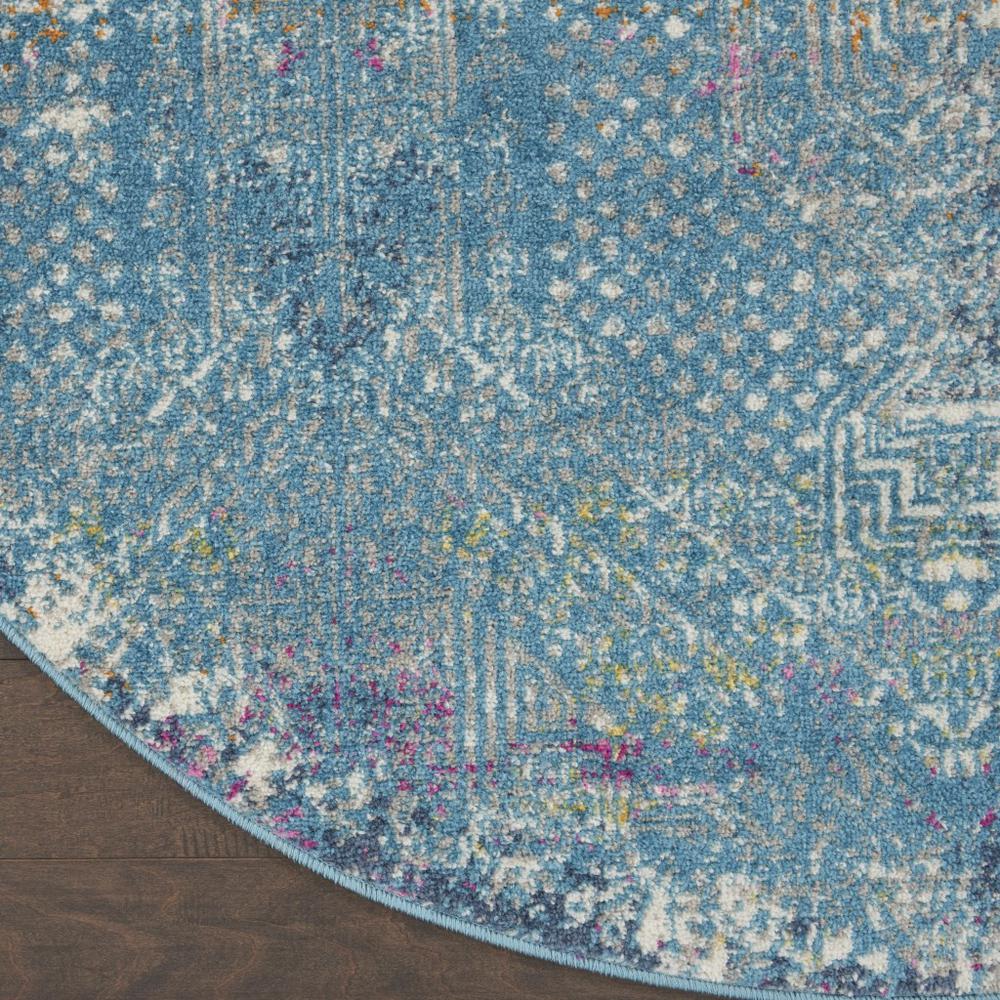 5’ Round Blue Distressed Medallion Area Rug - 385737. Picture 2