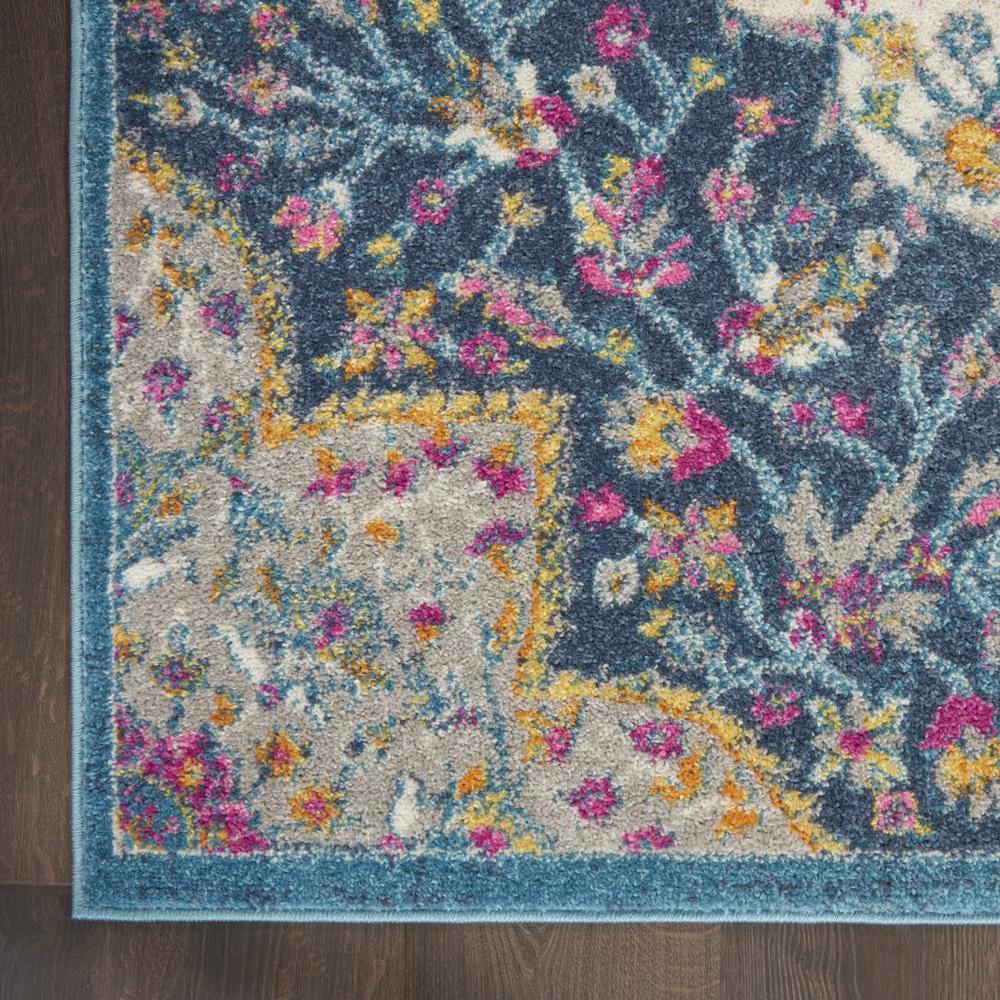 5’ x 7’ Blue and Pink Medallion Area Rug Multicolor. Picture 2