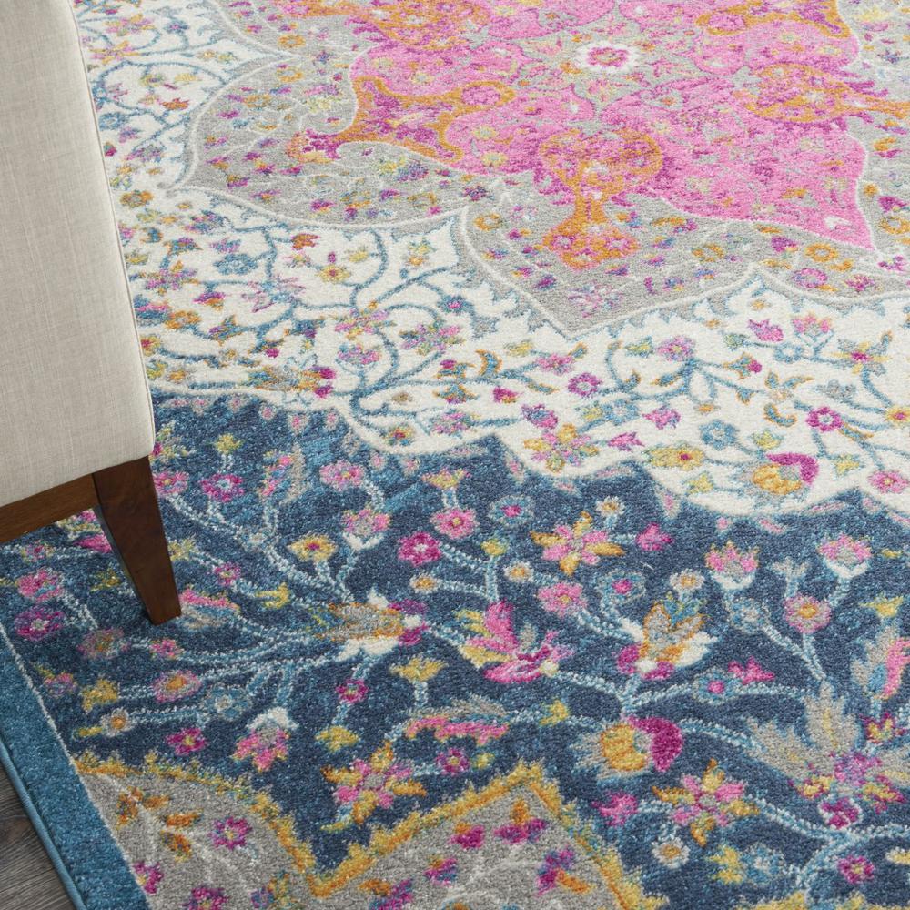 8’ x 10’ Blue and Pink Medallion Area Rug Multicolor. Picture 5
