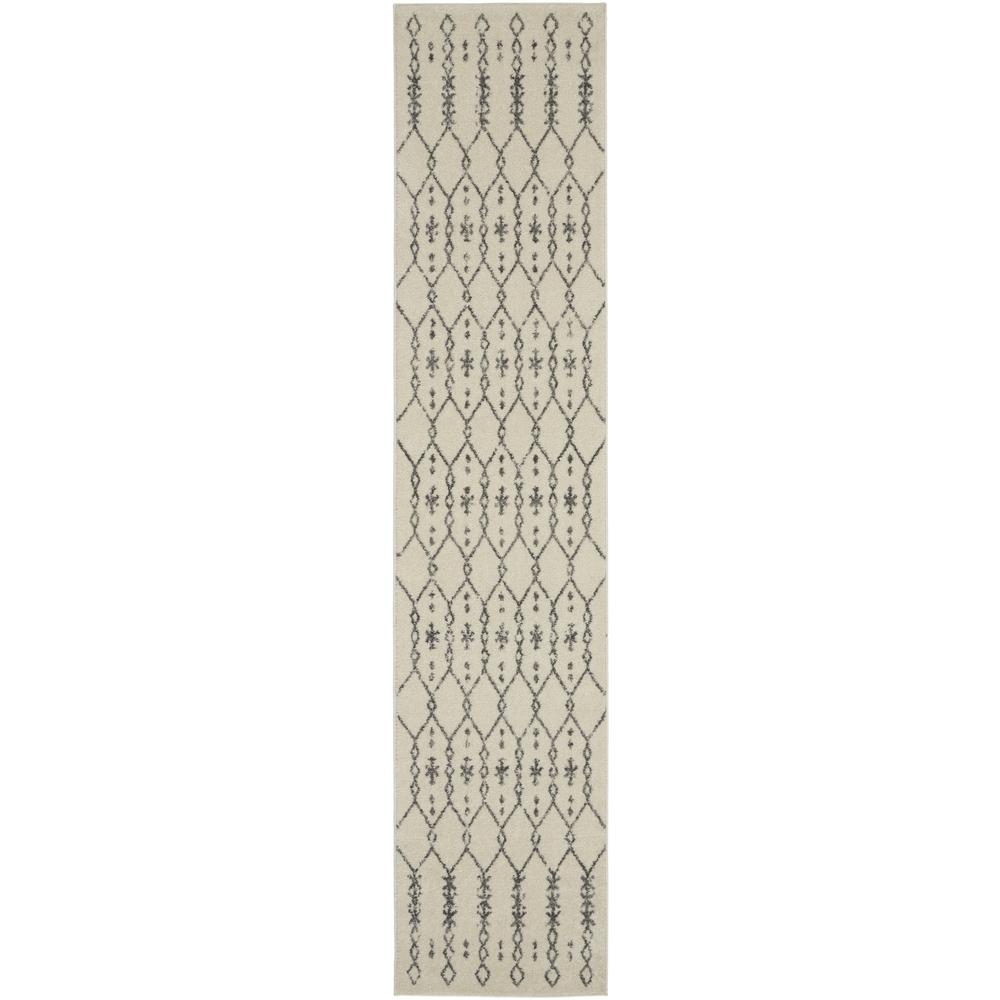 2’ x 10’ Ivory and Gray Geometric Runner Rug - 385752. Picture 1