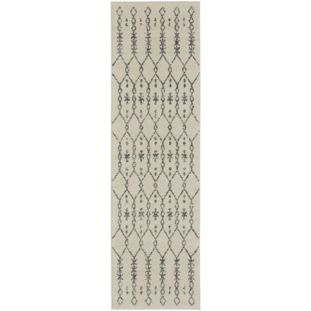 2’ x 8’ Ivory and Gray Geometric Runner Rug - 385753. Picture 1