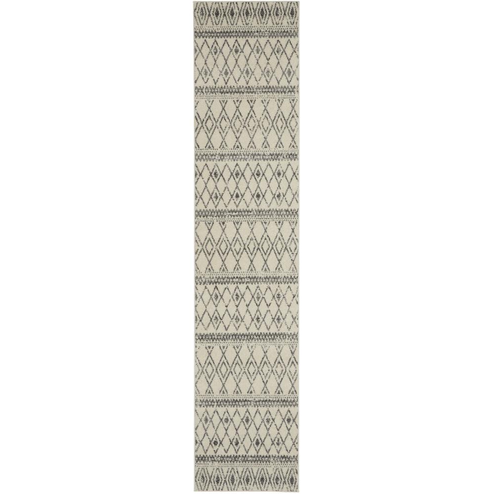 2’ x 10’ Ivory and Gray Berber Pattern Runner Rug Ivory/Grey. Picture 1