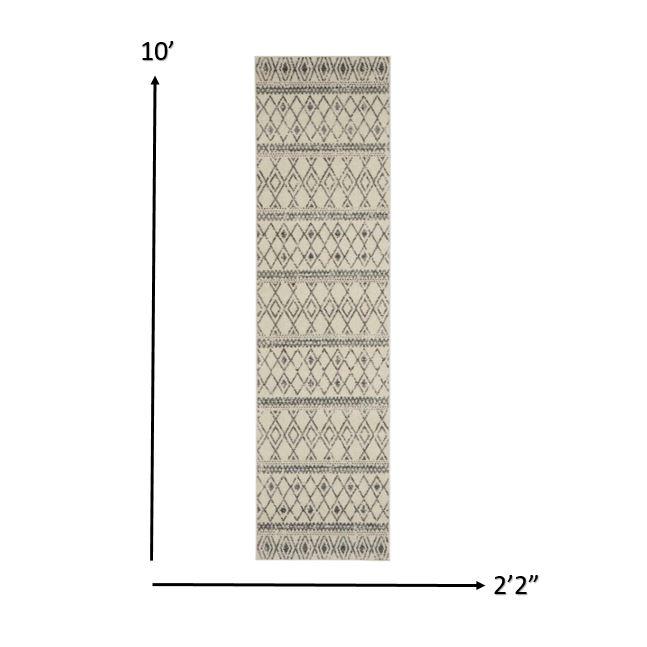 2’ x 10’ Ivory and Gray Berber Pattern Runner Rug Ivory/Grey. Picture 6