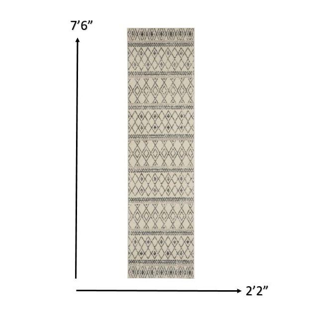 2’ x 8’ Ivory and Gray Berber Pattern Runner Rug Ivory/Grey. Picture 6