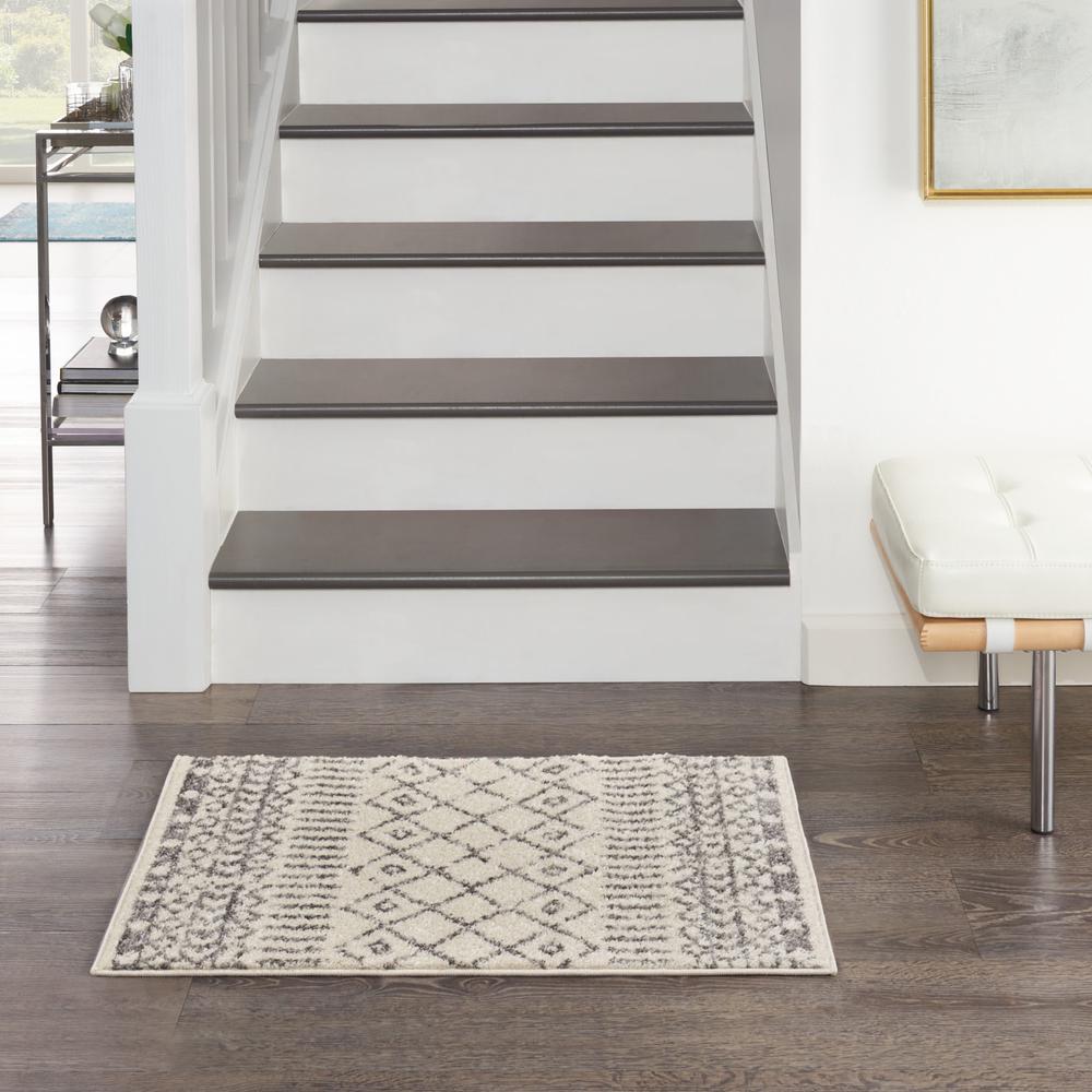 2’ x 3’ Ivory and Gray Geometric Scatter Rug Ivory/Grey. Picture 2