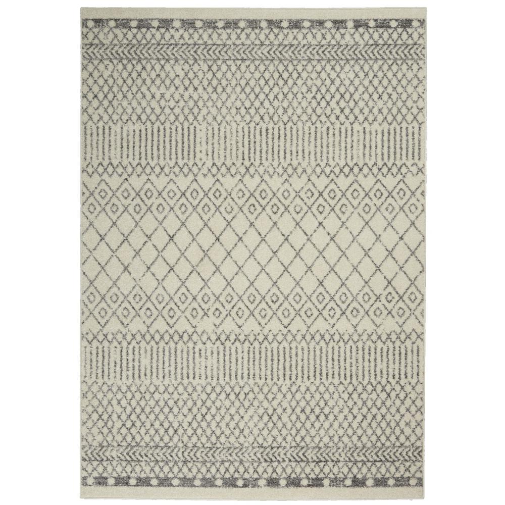 4’ x 6’ Ivory and Gray Geometric Area Rug Ivory/Grey. Picture 1
