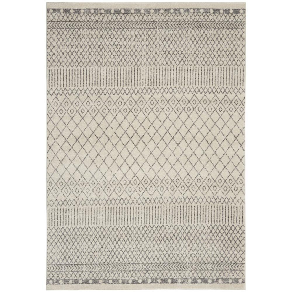 7’ x 10’ Ivory and Gray Geometric Area Rug Ivory/Grey. Picture 1
