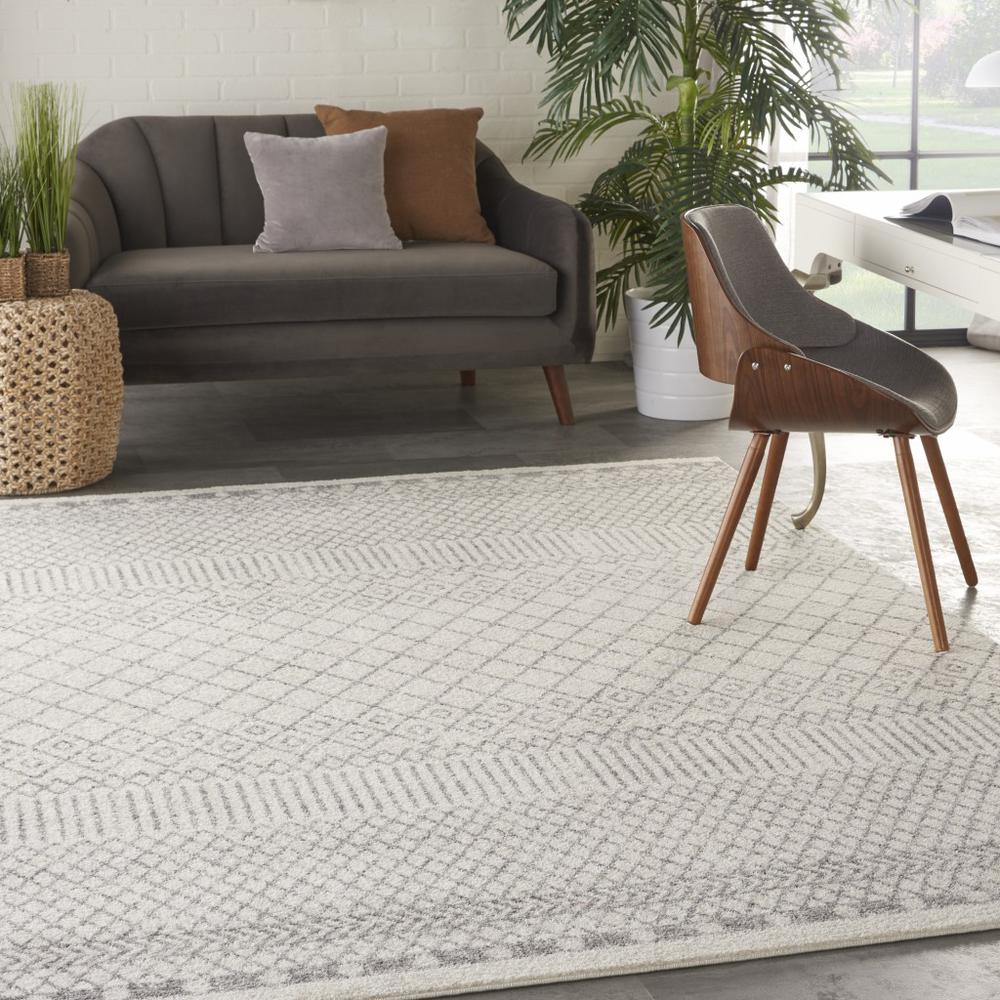 7’ x 10’ Ivory and Gray Geometric Area Rug Ivory/Grey. Picture 2