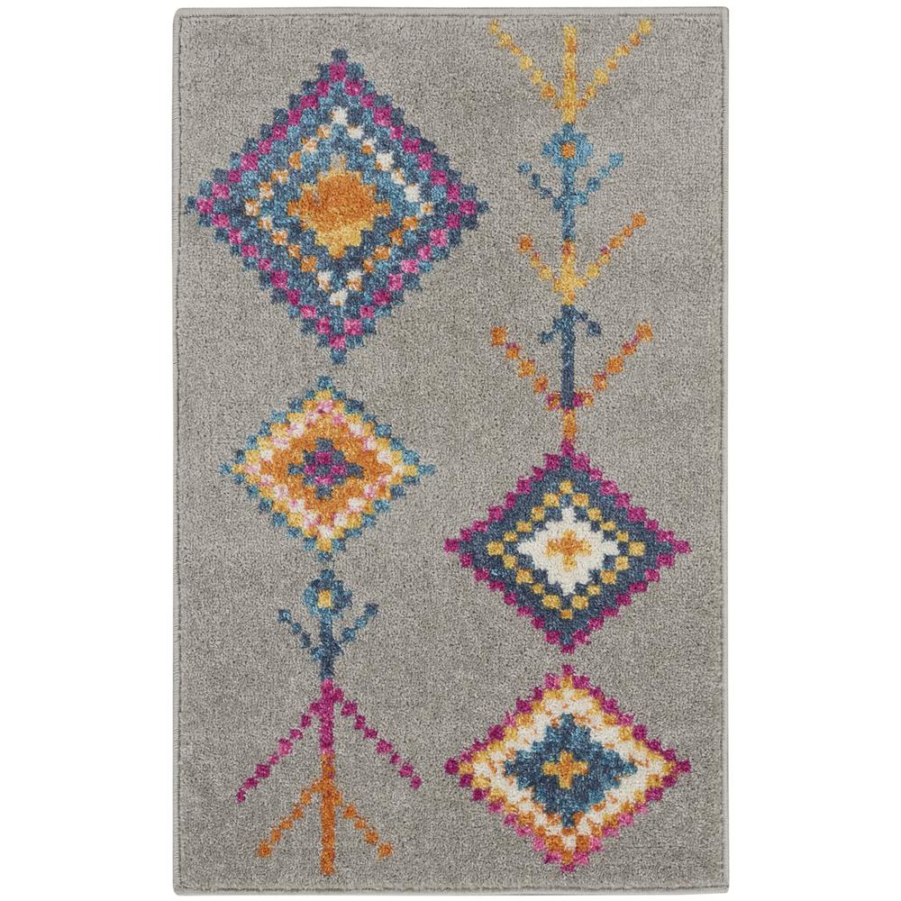 2’ x 3’ Gray and Multicolor Geometric Scatter Rug - 385793. Picture 1