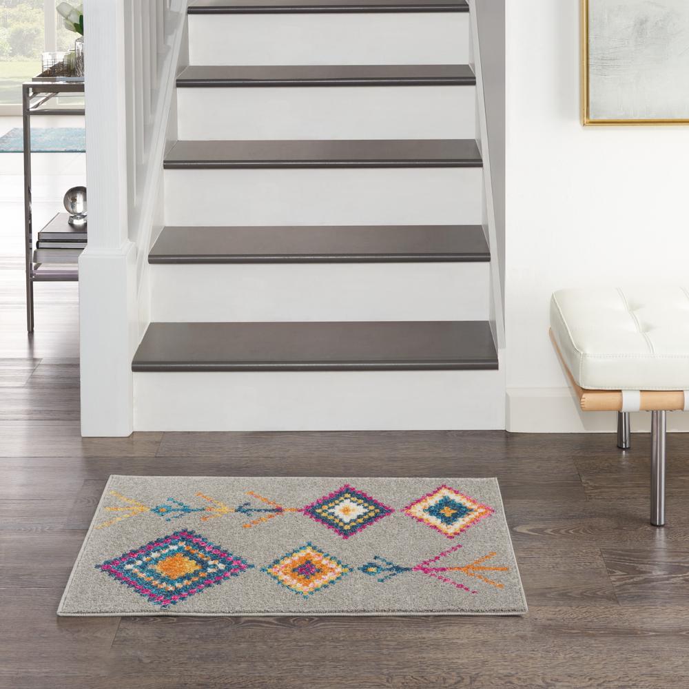 2’ x 3’ Gray and Multicolor Geometric Scatter Rug - 385793. Picture 4