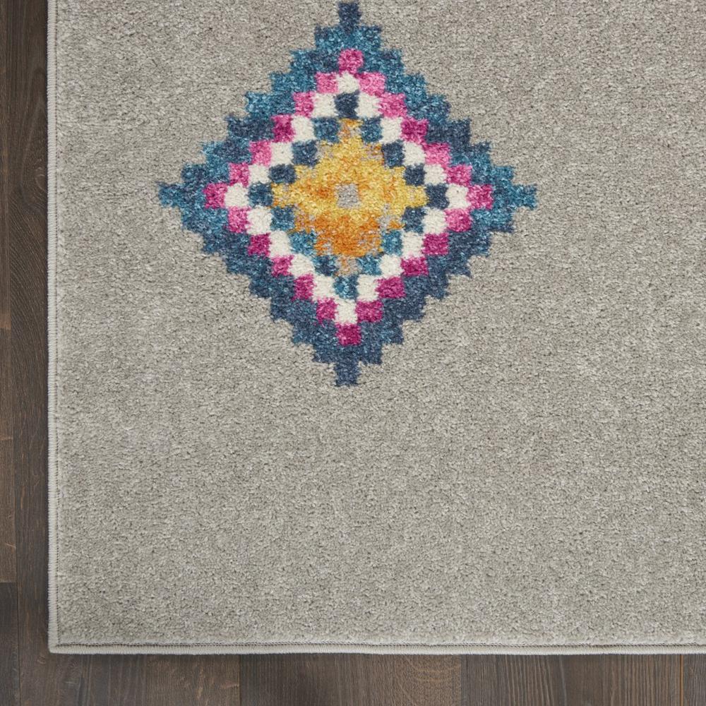 2’ x 8’ Gray and Multicolor Geometric Runner Rug - 385794. Picture 2
