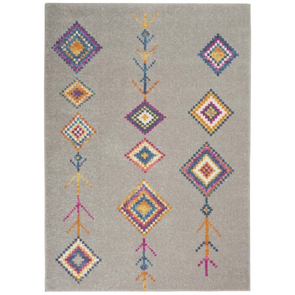 5’ x 7’ Gray and Multicolor Geometric Area Rug - 385796. Picture 1