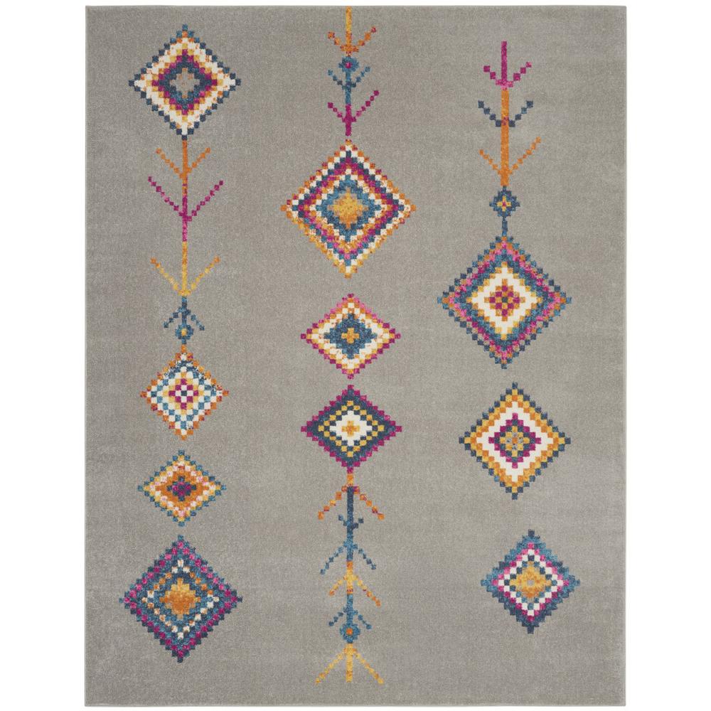 7’ x 10’ Gray and Multicolor Geometric Area Rug - 385797. Picture 1
