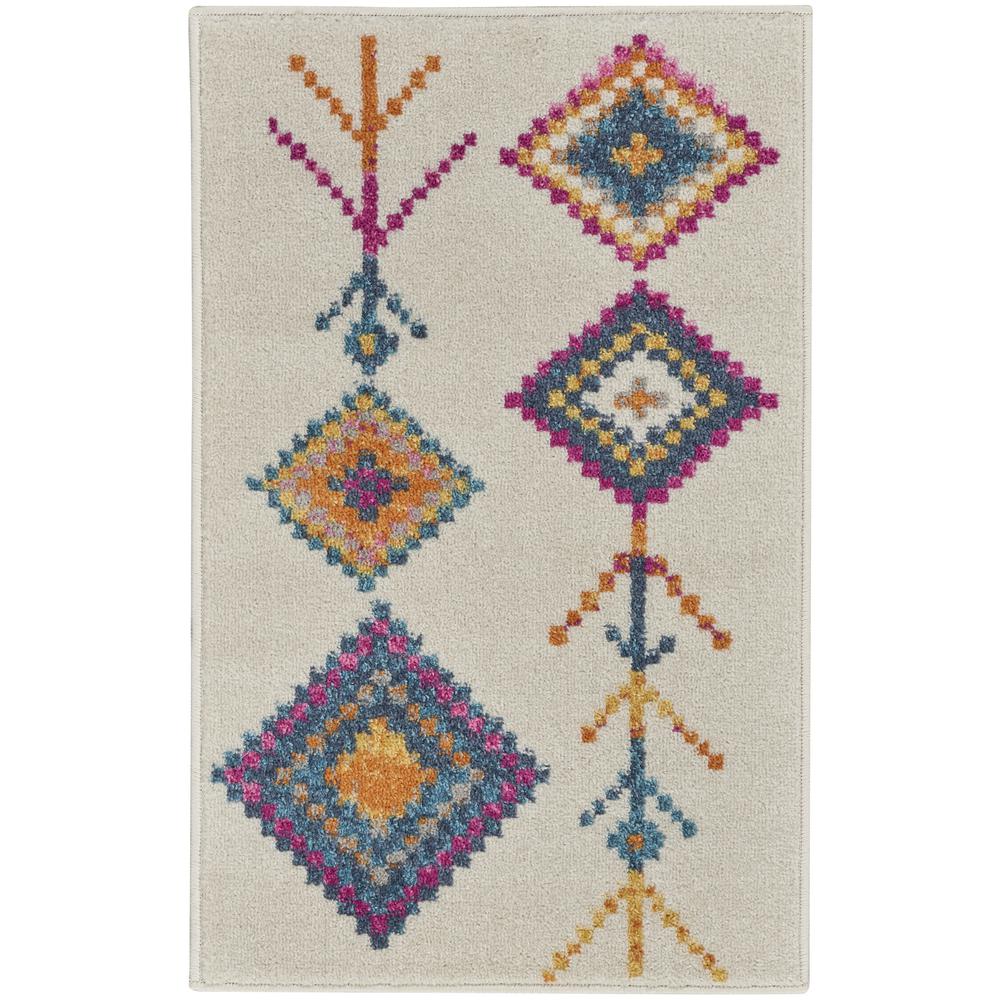2’ x 3’ Ivory Boho Jewels Geometric Scatter Rug - 385799. Picture 1