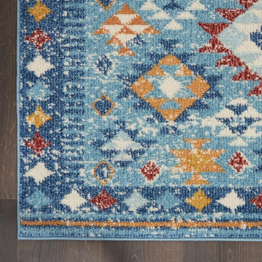2’ x 8’ Blue and Multi Diamonds Runner Rug - 385807. Picture 4