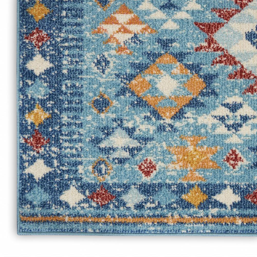2’ x 8’ Blue and Multi Diamonds Runner Rug - 385807. Picture 5