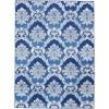 4’ x 6’ Blue and Ivory Damask Area Rug - 385819. Picture 1