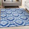 4’ x 6’ Blue and Ivory Damask Area Rug - 385819. Picture 3