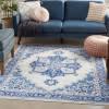 5’ x 7’ Ivory and Blue Persian Medallion Area Rug Ivory Blue. Picture 3