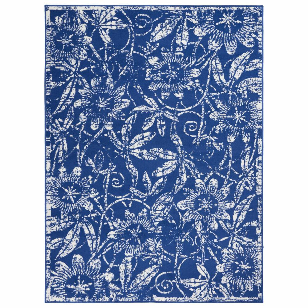 5’ x 7’ Navy and Ivory Floral Vines Area Rug Navy. Picture 4