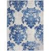 5’ x 7’ Ivory and Navy Damask Area Rug Ivory Navy. Picture 1