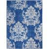 5’ x 7’ Navy and Ivory Damask Area Rug Navy Ivory. Picture 1