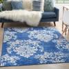 6’ x 9’ Navy and Ivory Damask Area Rug Navy Ivory. Picture 3