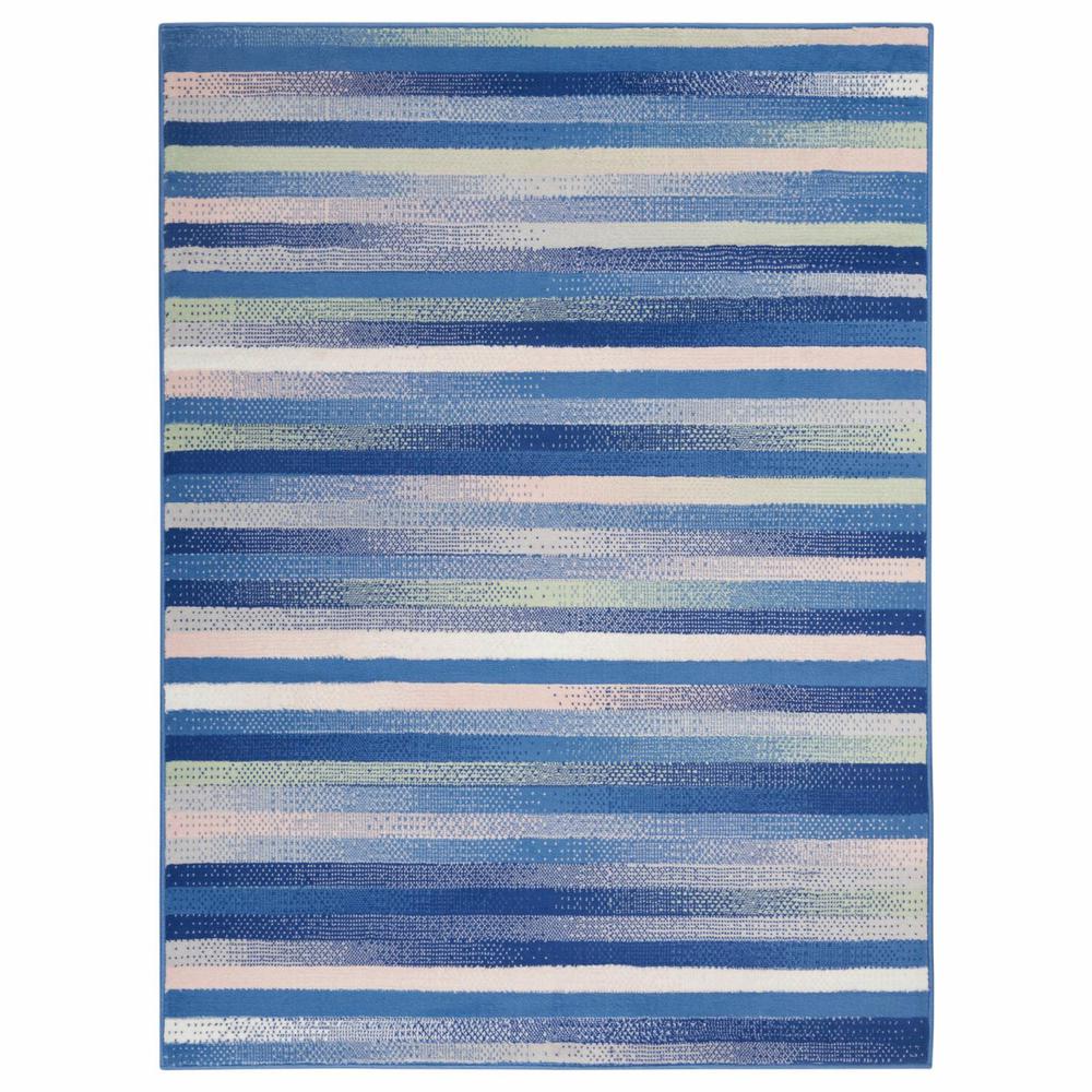 4’ x 6’ Blue and Ivory Halftone Stripe Area Rug Blue Multicolor. Picture 4