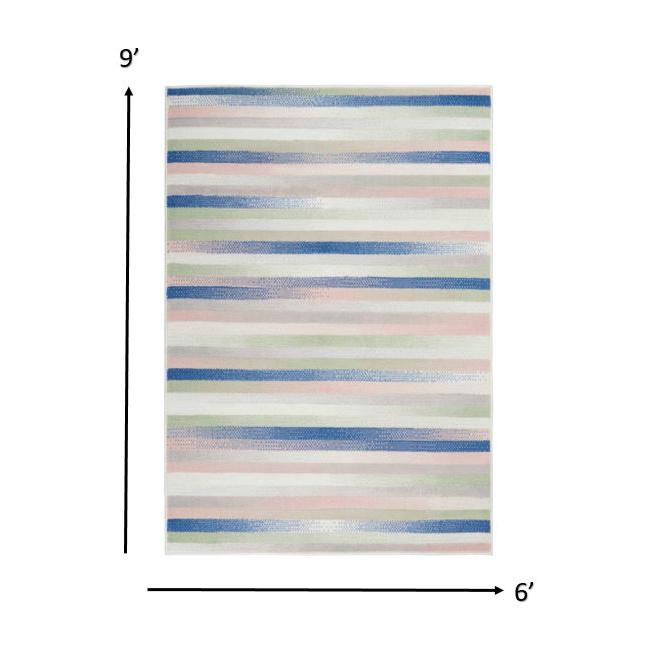 6’ x 9’ Ivory Halftone Stripe Area Rug Ivory Multicolor. The main picture.