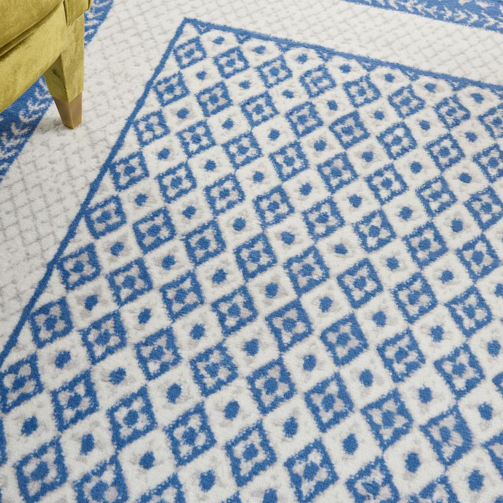 4’ x 6’ Ivory and Blue Geometric Area Rug Ivory Blue. Picture 2