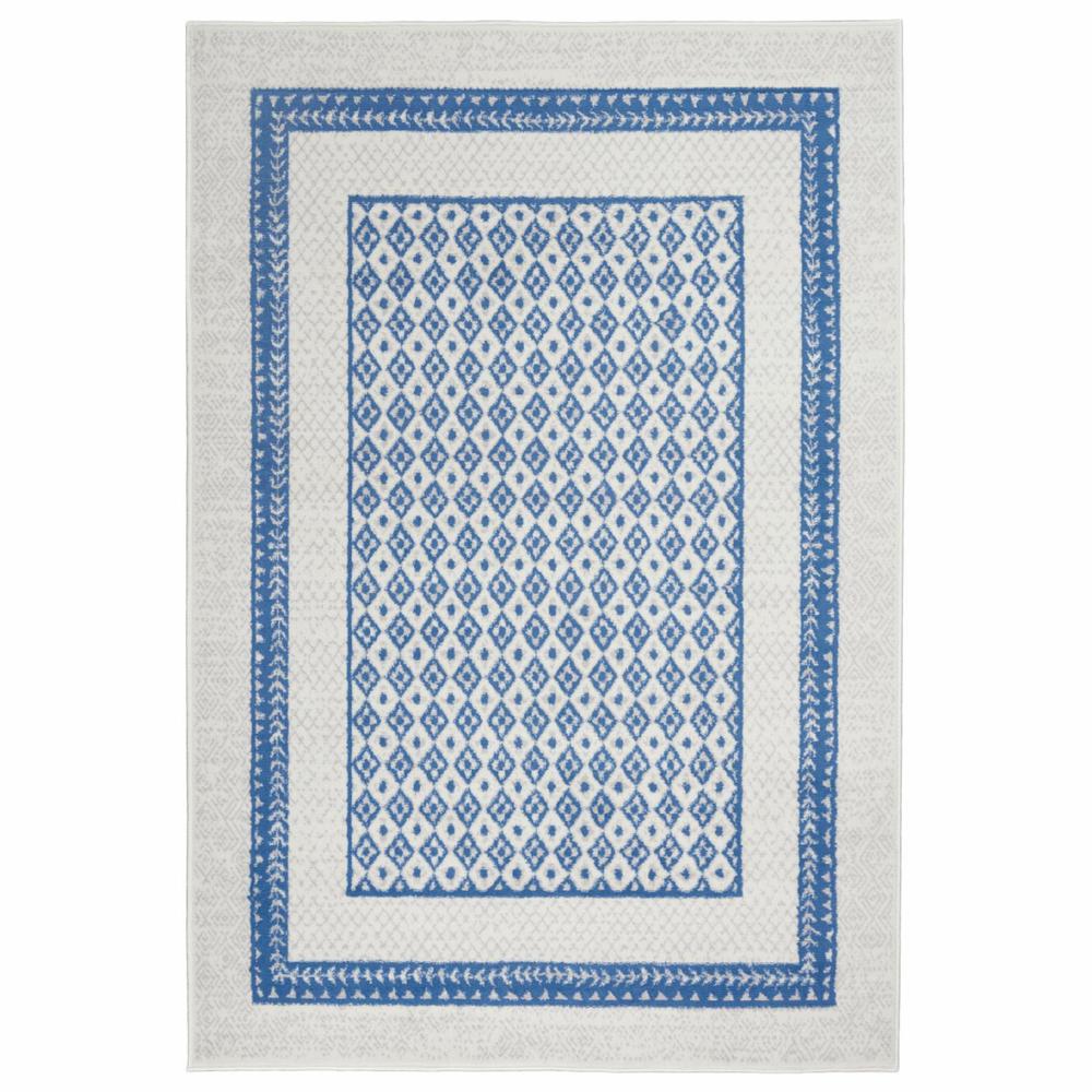 4’ x 6’ Ivory and Blue Geometric Area Rug Ivory Blue. Picture 4