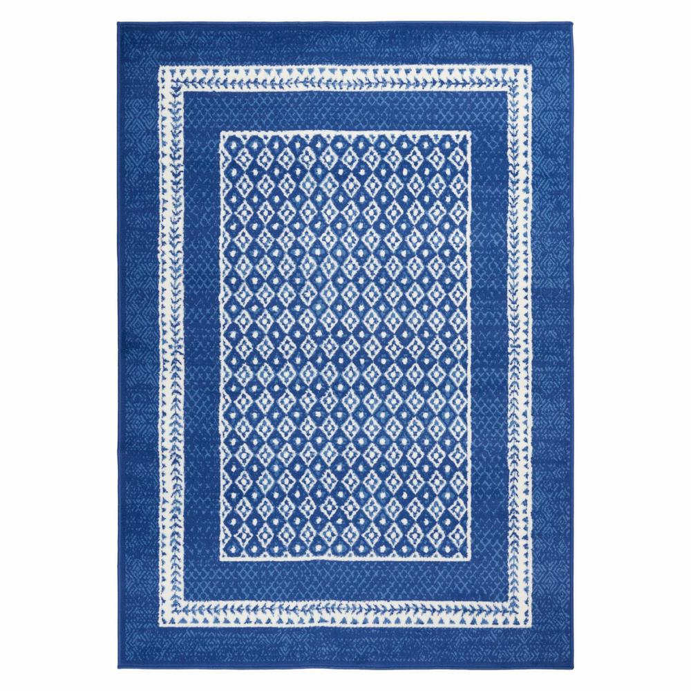 4’ x 6’ Navy and Ivory Geometric Area Rug Navy. Picture 4