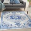 5’ x 7’ Ivory and Blue Medallion Area Rug Ivory Blue. Picture 3