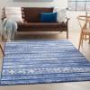 5’ x 7’ Navy Blue and Ivory Distressed Area Rug Navy Ivory. Picture 3