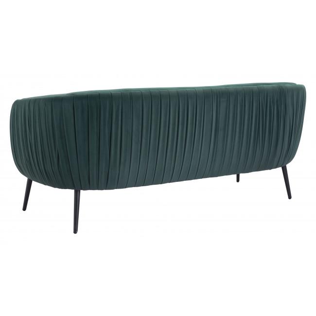 Glam Green Pleated Velvet with Black Sofa - 385938. Picture 5