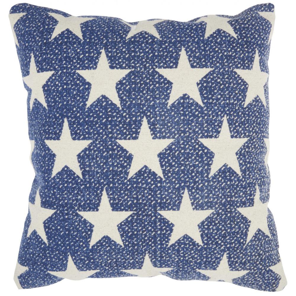 Navy Blue and Ivory Stars Throw Pillow - 386092. Picture 1