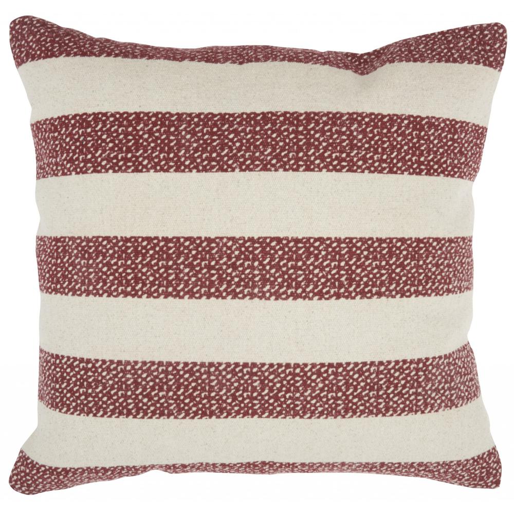 Red and Ivory Stripes Throw Pillow - 386093. The main picture.