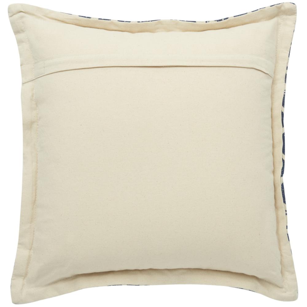 Indigo and Beige Patchwork Throw Pillow - 386101. Picture 2