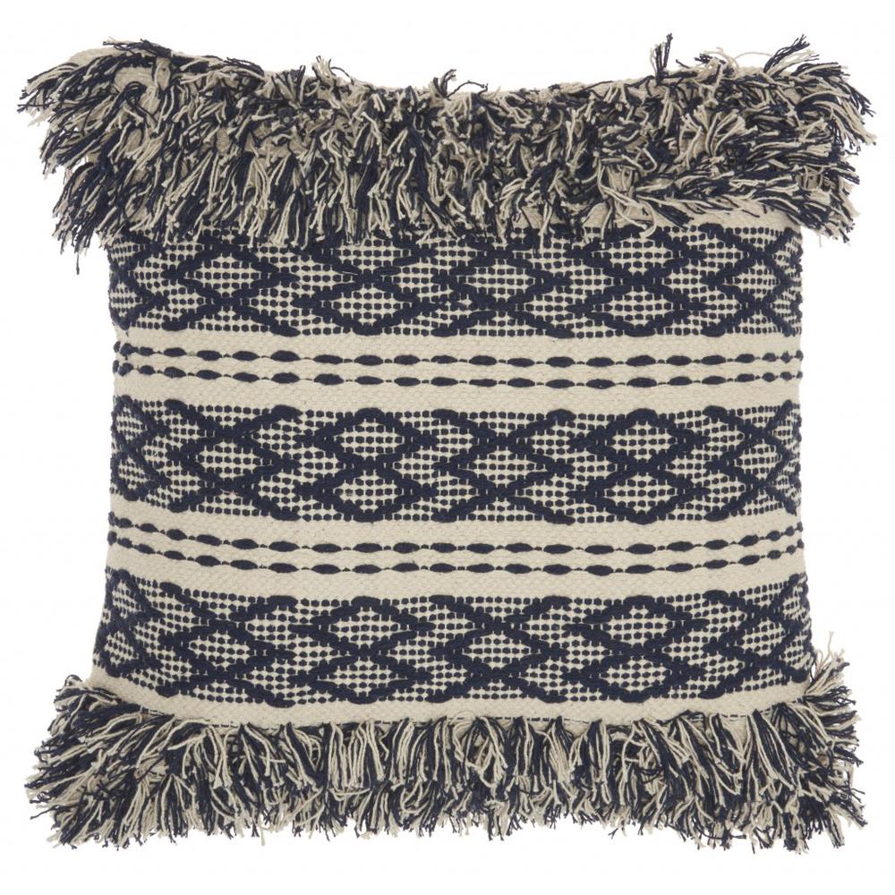 Navy and Ivory Textured Throw Pillow - 386111. Picture 1