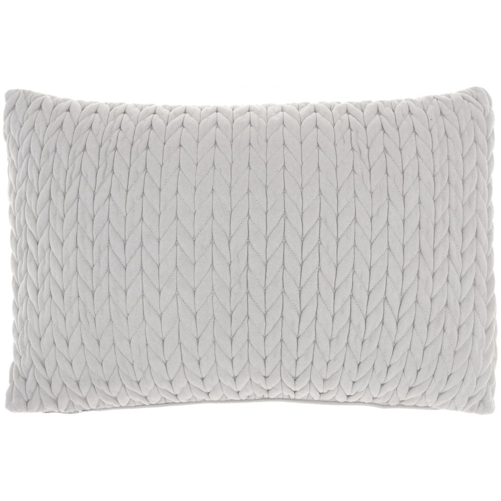 Light Gray Chunky Braid Lumbar Pillow - 386142. The main picture.
