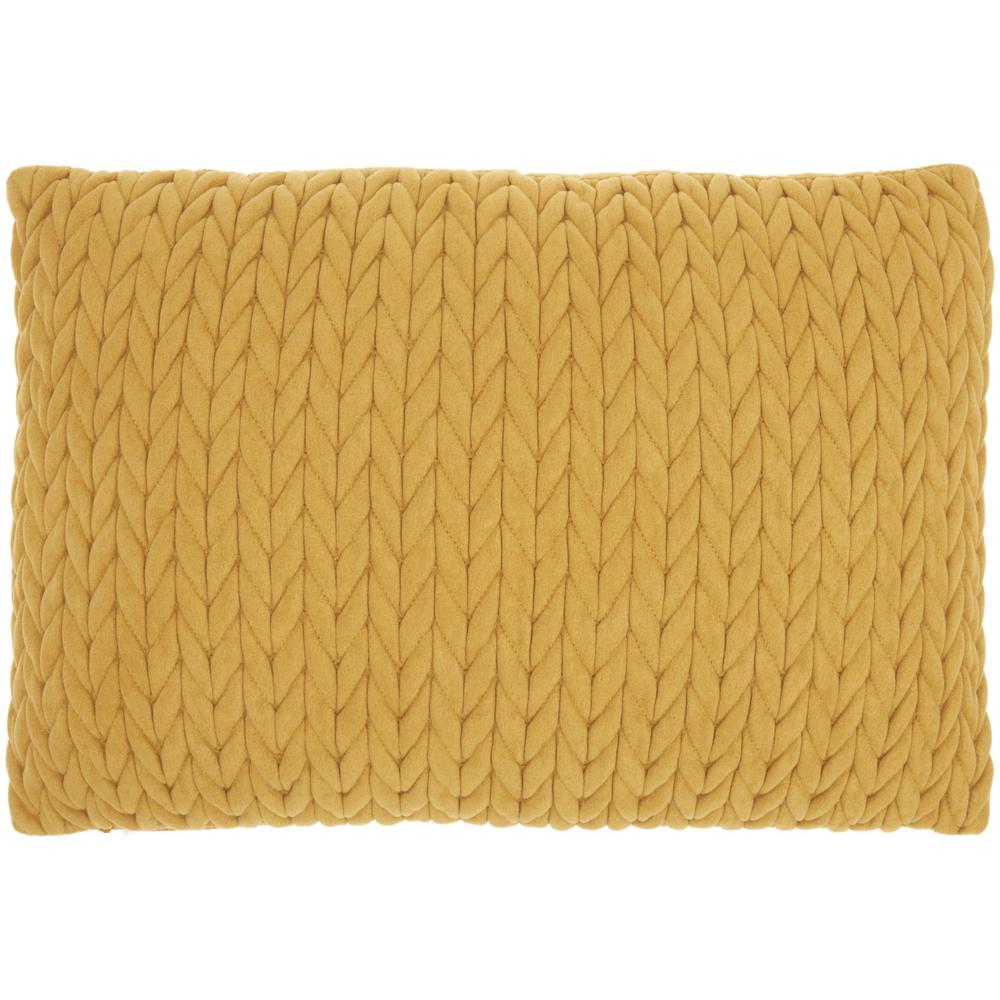 Mustard Yellow Chunky Braid Lumbar Pillow - 386148. Picture 1
