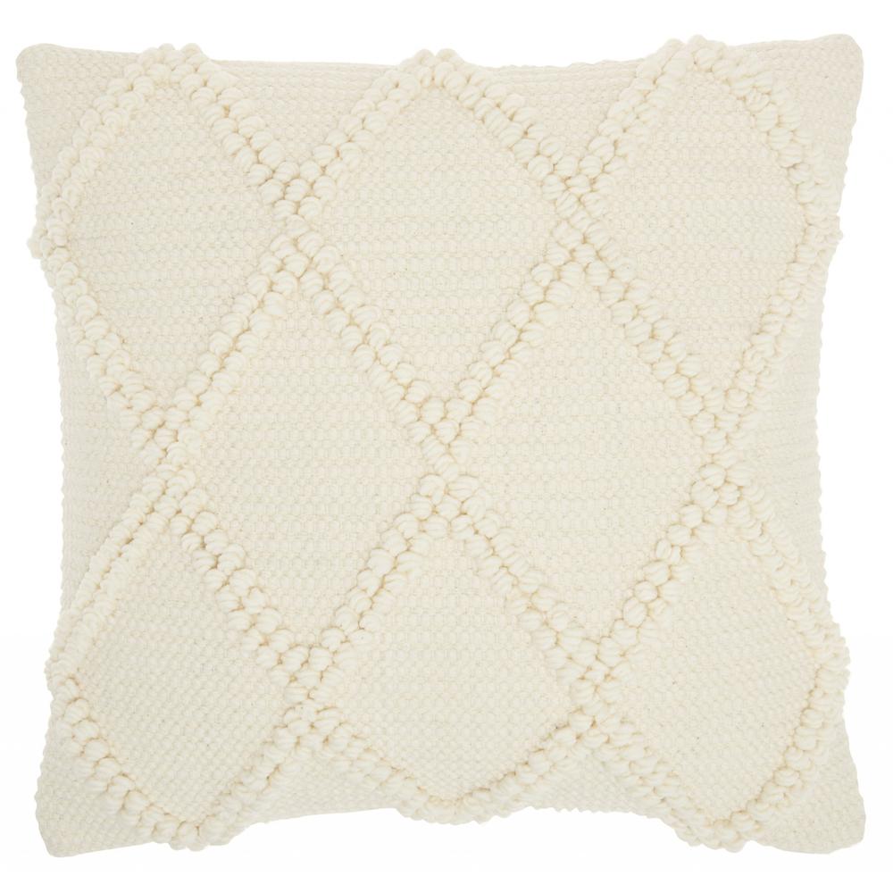 Ivory Textured Lattice Throw Pillow - 386164. Picture 1
