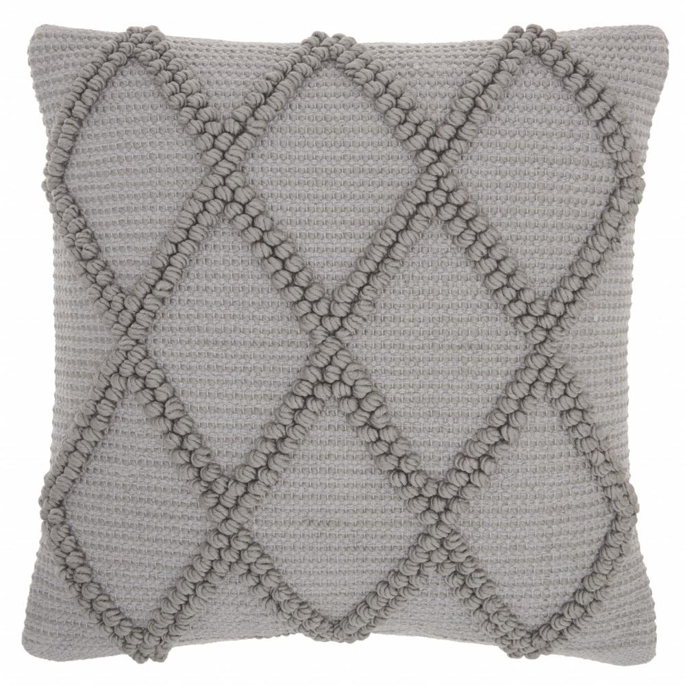 Light Gray Textured Lattice Throw Pillow - 386165. Picture 1