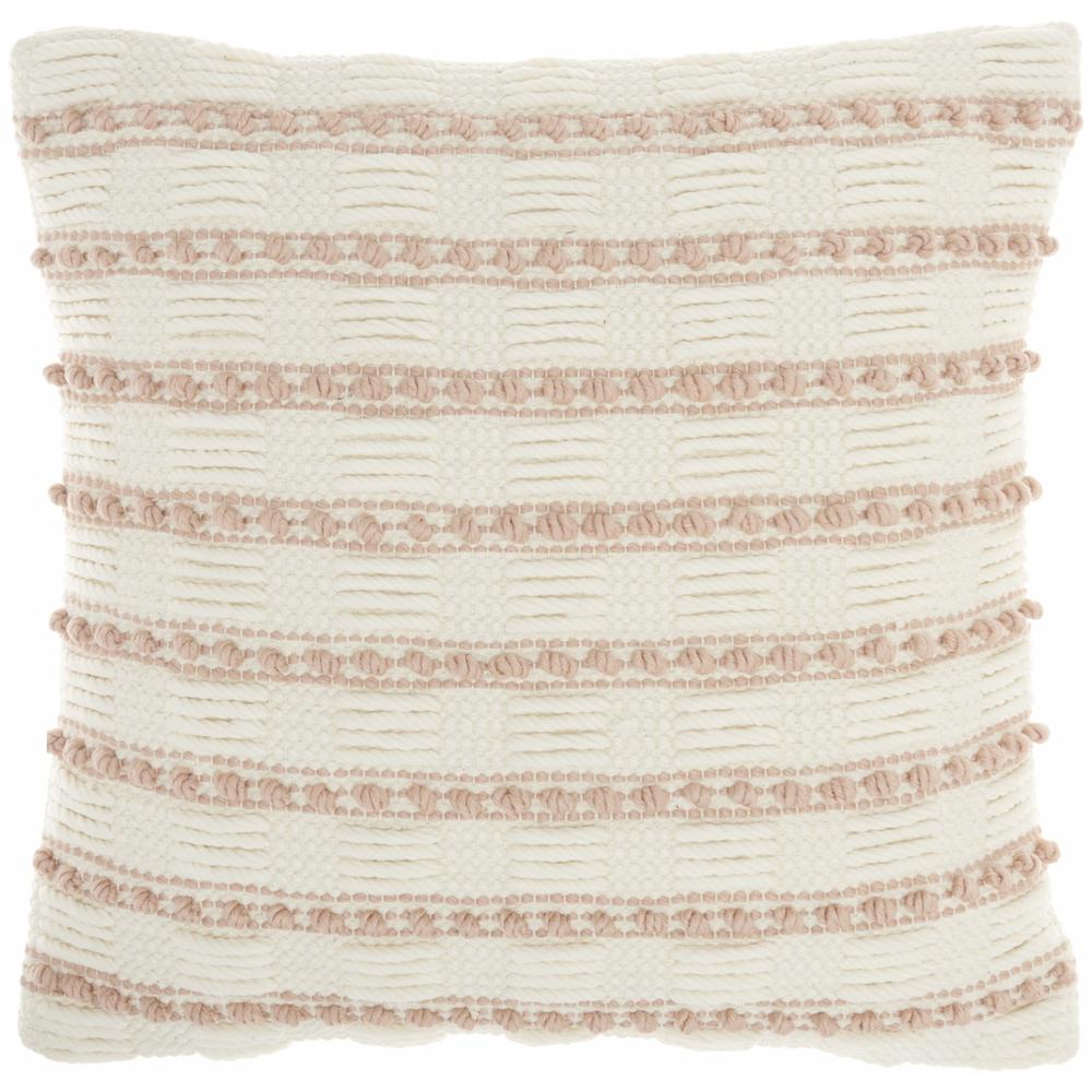 Blush and Ivory Textured Stripes Throw Pillow - 386183. Picture 1