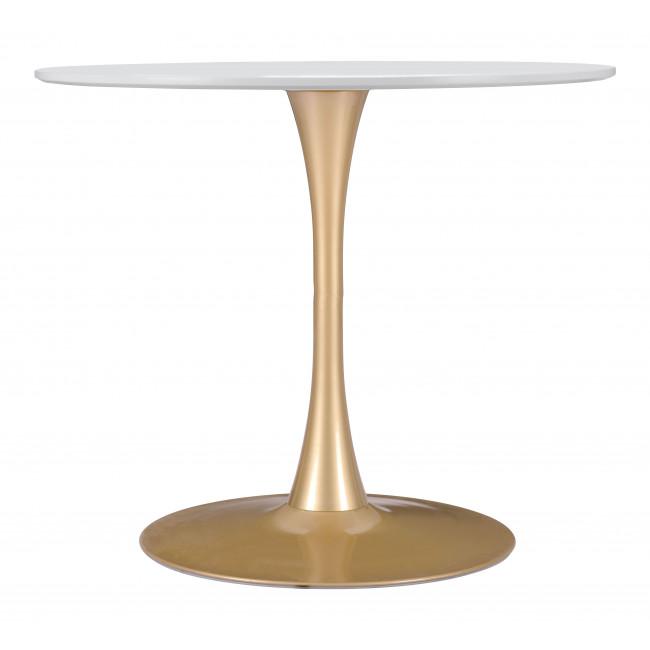 White on Gold Round Top Bistro Style Pedestal Dining Table - 386246. Picture 2