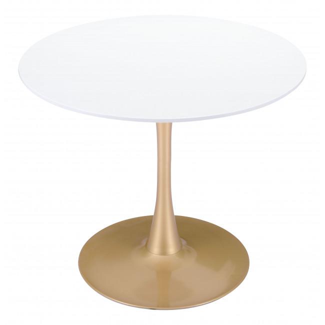 White on Gold Round Top Bistro Style Pedestal Dining Table - 386246. Picture 3